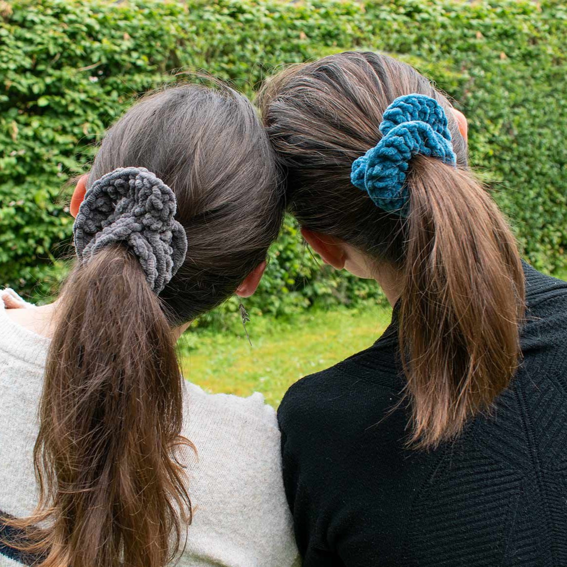 Chouchou Velours bleu paon